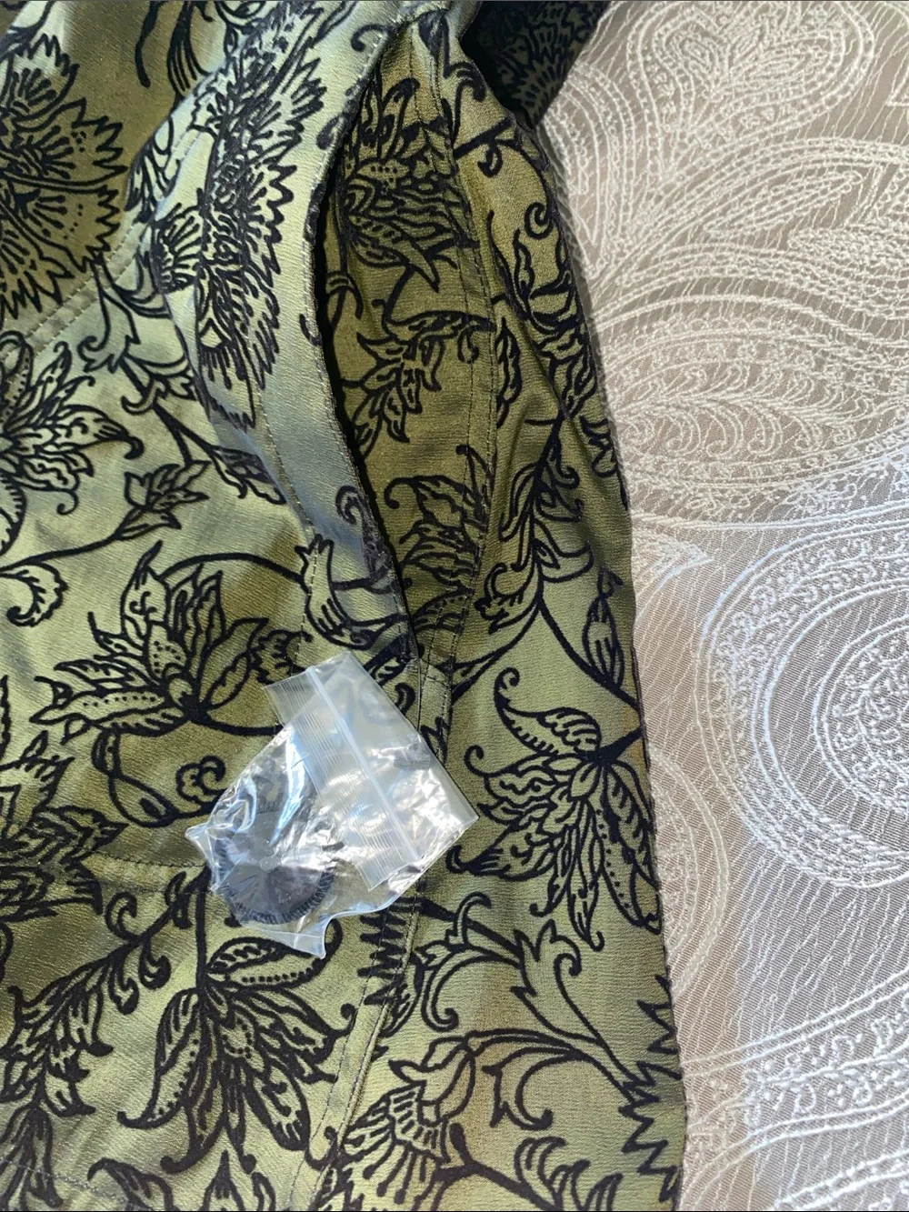 Mycra Pac Olive Green Floral Donatello VelvetEmbossed Jacket and Matching Purse